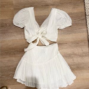 Princess Polly Ivory Textured Crop Top and Skirt Set